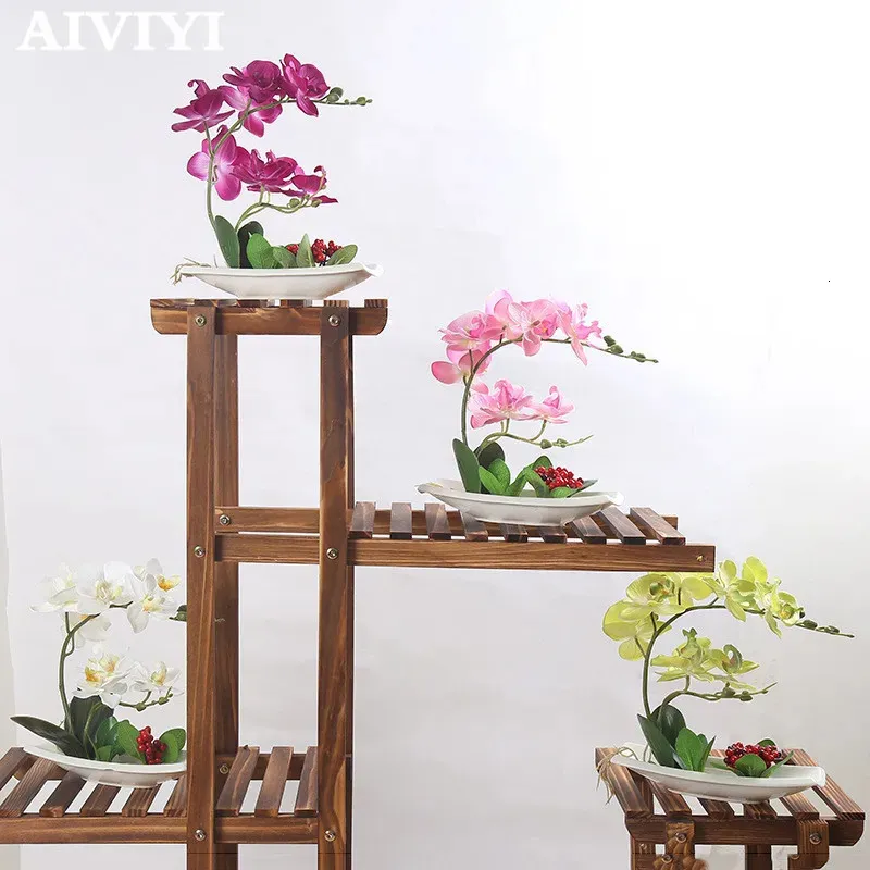 Christmas Decorations Orchid Bonsai Pot Plant Artificial Phalaenopsis Silk Cloth Simulation Flower Arrangement with Ceramic Vase 231215