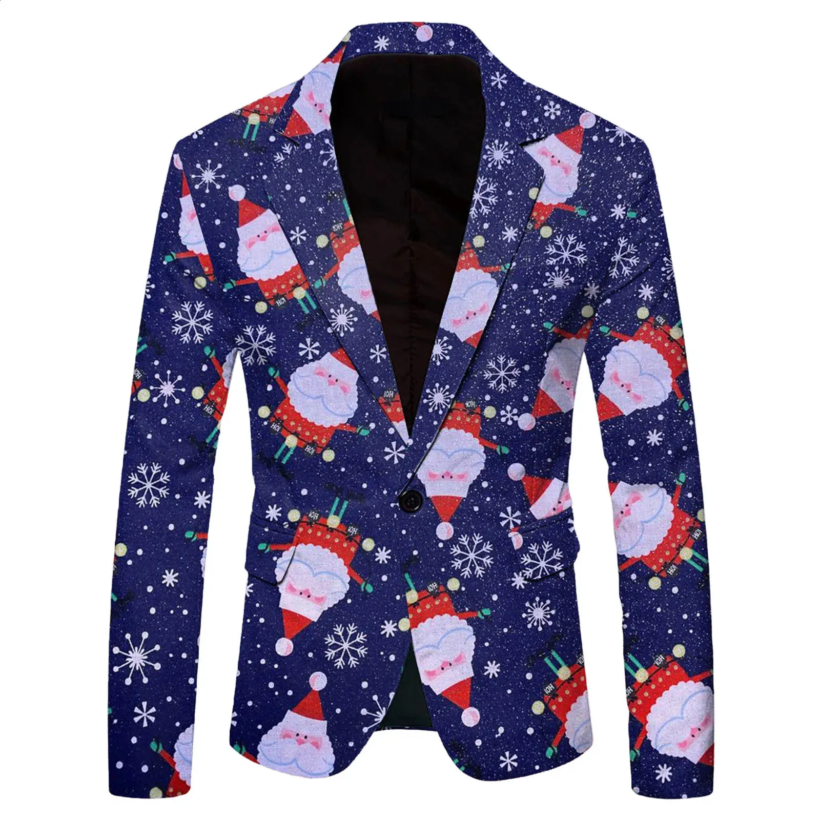 Men's Suits Blazers Fashion Santa Claus Print Suit Jacket Men's Christmas Coat Autumn Winter Men Blazer Jackets For Men Christmas Party Jackets 231214