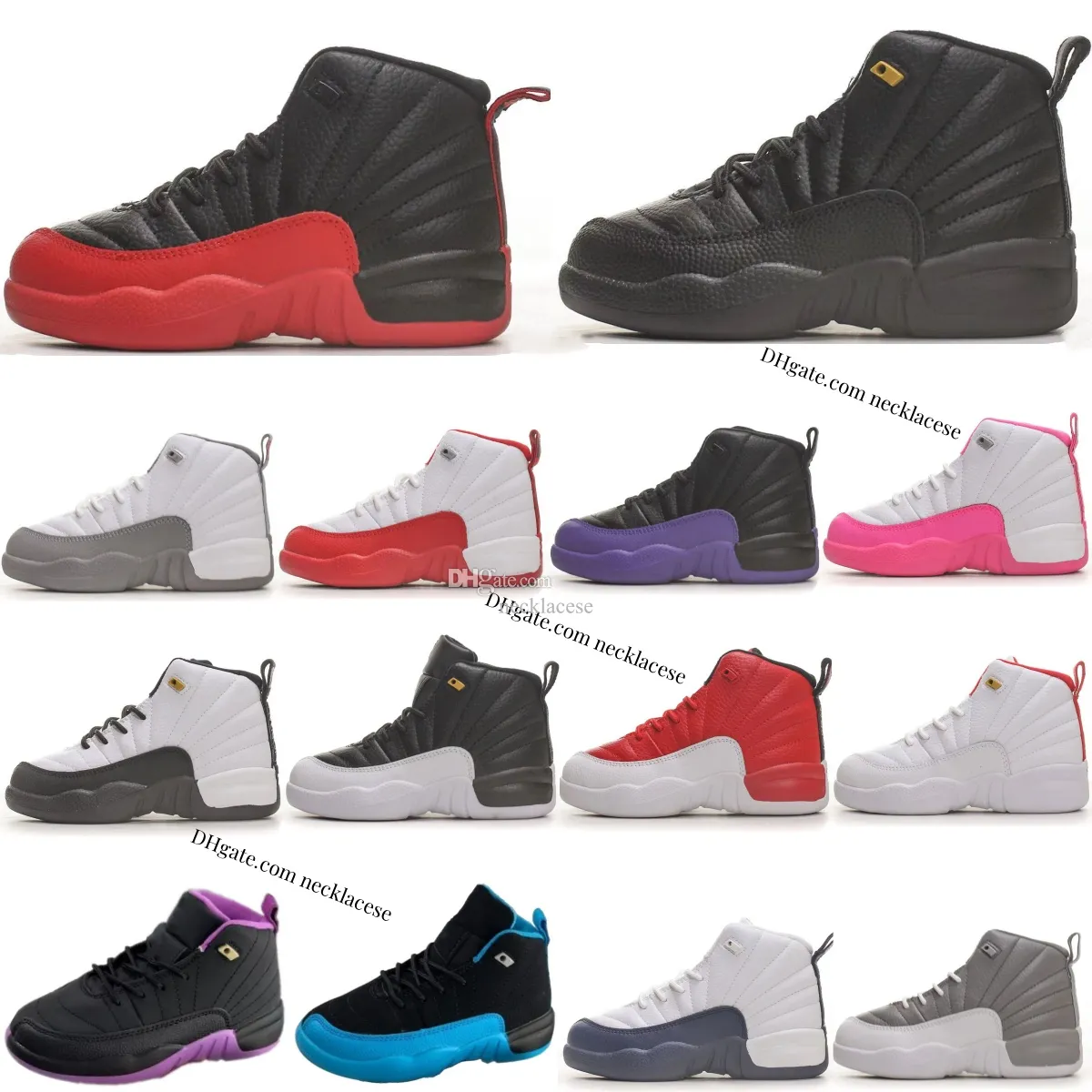 12s kids Shoes 12 Basketball toddler Sneakers Cherry Designer Boys Girls Purple XII Youth Black Taxi Trainers Kid shoe children Playoffs Blue Pink Flu Gym Red eur 25-35