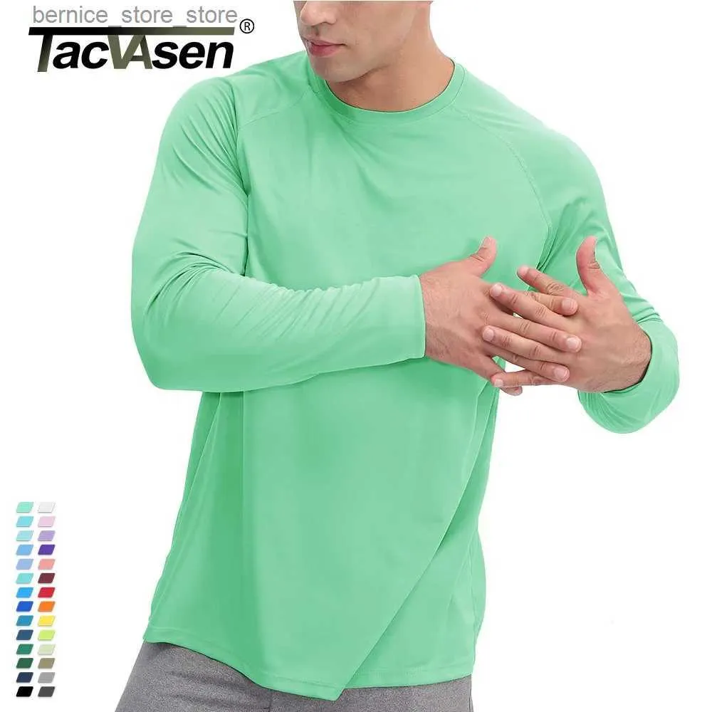 TACVASEN Sonnenschutz-T-Shirts für Herren, Sommer, UPF 50+, langärmlig, schnell trocknend, sportlich, sportlich, wandernd, Performance-T-Shirts, T-Shirts Q231215