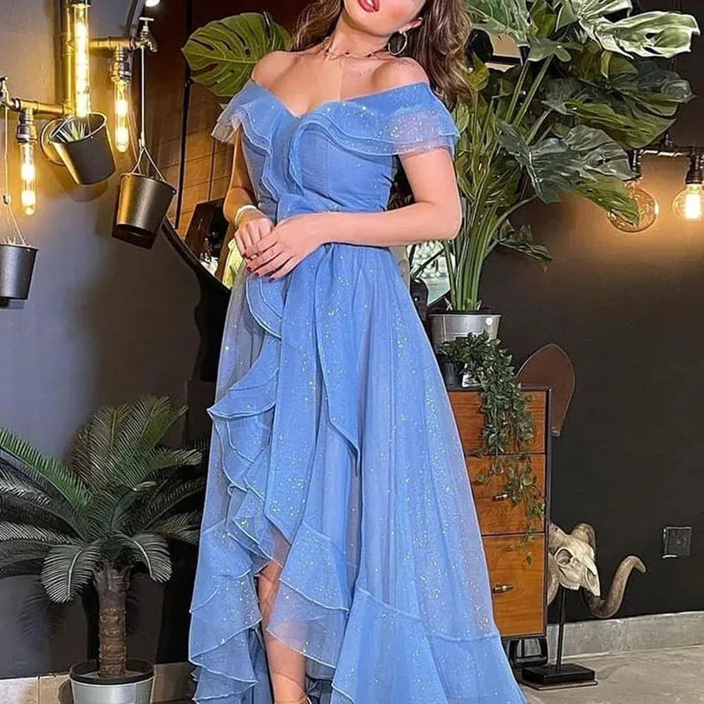 blue asymmetrical prom dress Faviana Asymmetrical Prom Dress 11017 Black / 6 main image 0