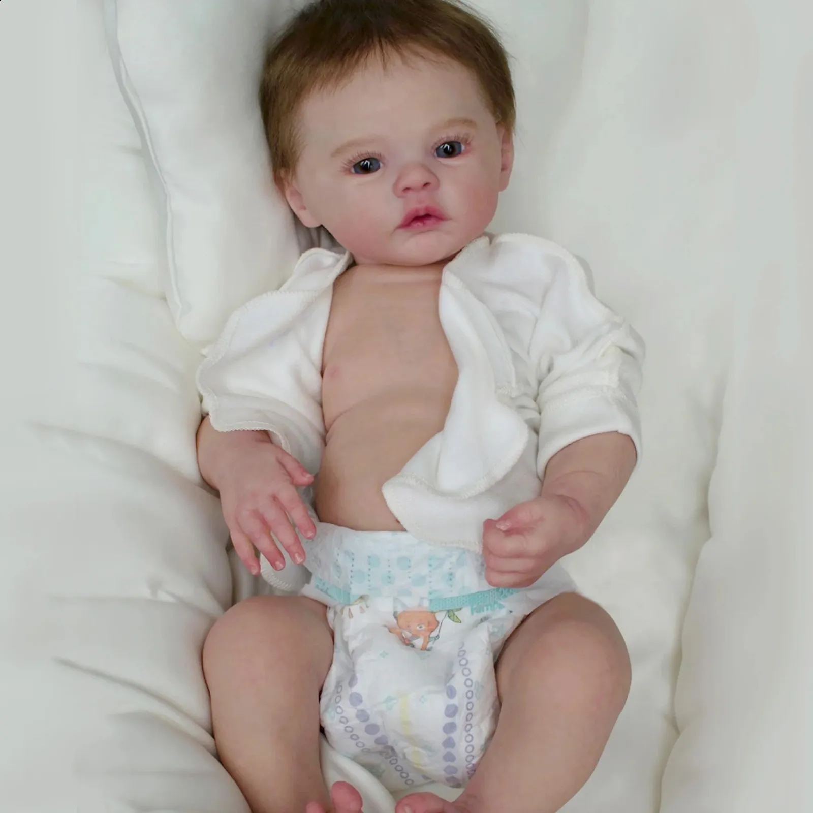 Bebekler Tüm Silikon Vinil Bebek 47cm Kız Çim Boyalı Yeniden Doğuş Bebek Kök Saçlı Yumuşak Dokunuş Çocuklar İçin Uygun