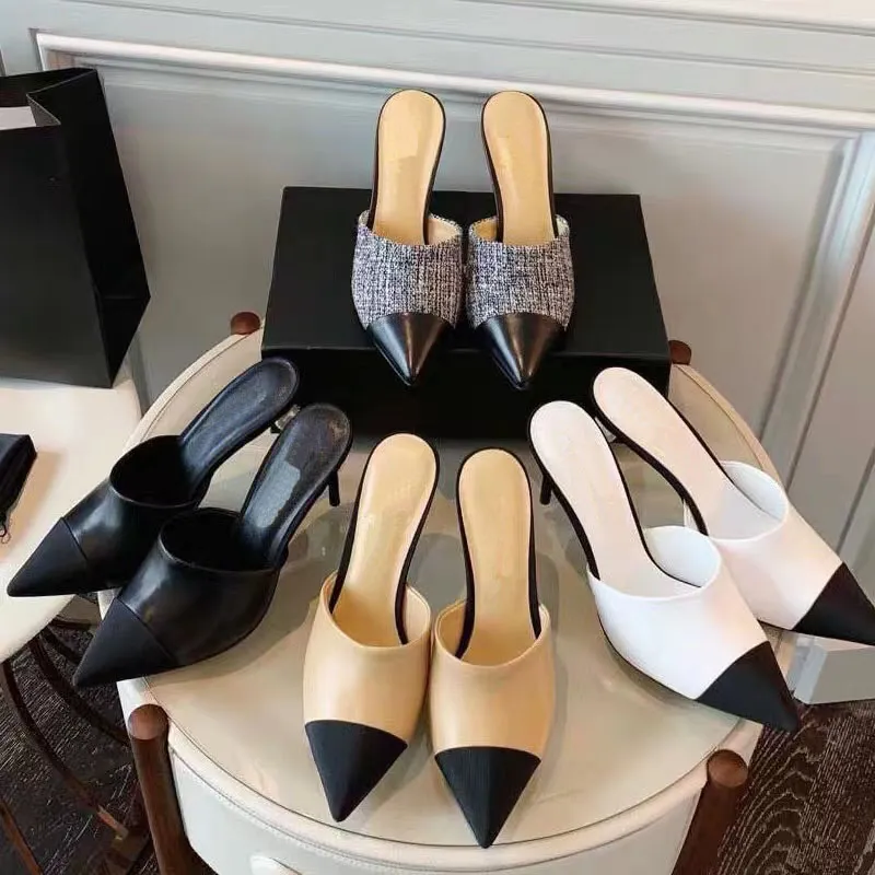 2023Nouvelle arrivée sandales à talons hauts en cuir verni femmes conception unique robe à bout pointu chaussure de mariage noir satin métal imprimé chaussures perle stiletto sandale de luxe