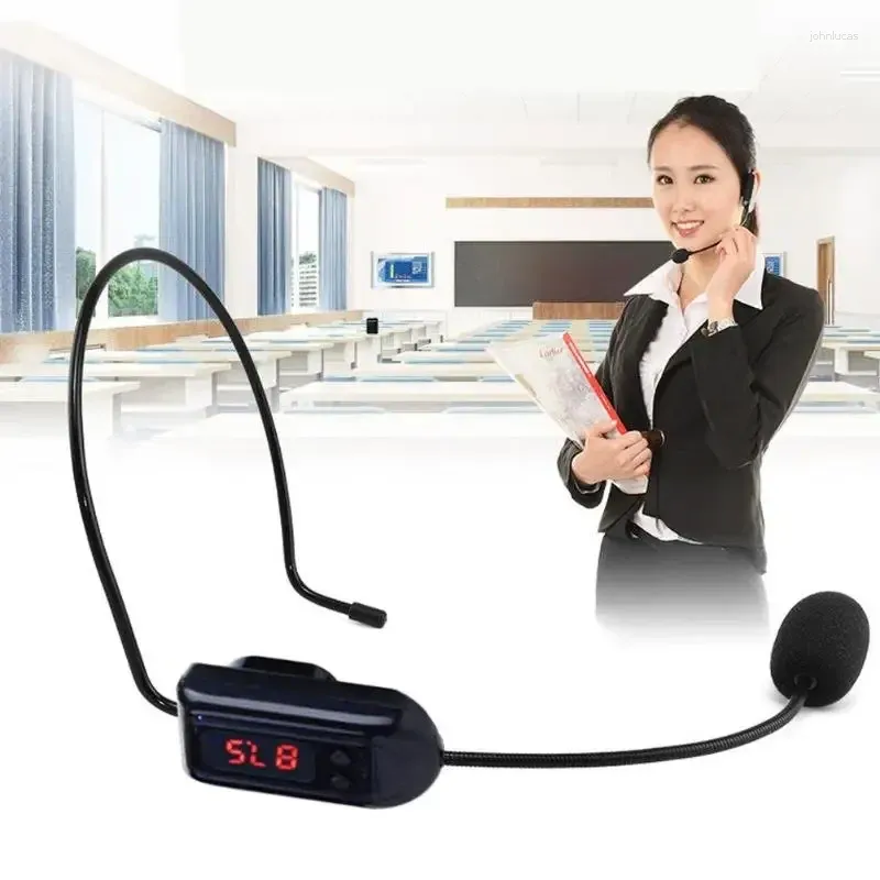 Microfoni Microfono FM wireless portatile Microfono montato sulla testa con ricevitore per l'insegnamento degli accessori per cuffie e auricolari