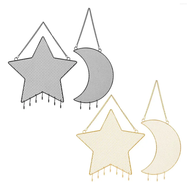 Sacchetti per gioielli Appeso organizzatore di stoccaggio Espositore per scaffali a griglia Regalo decorativo Supporto per orecchini a forma di stella di luna per braccialetti