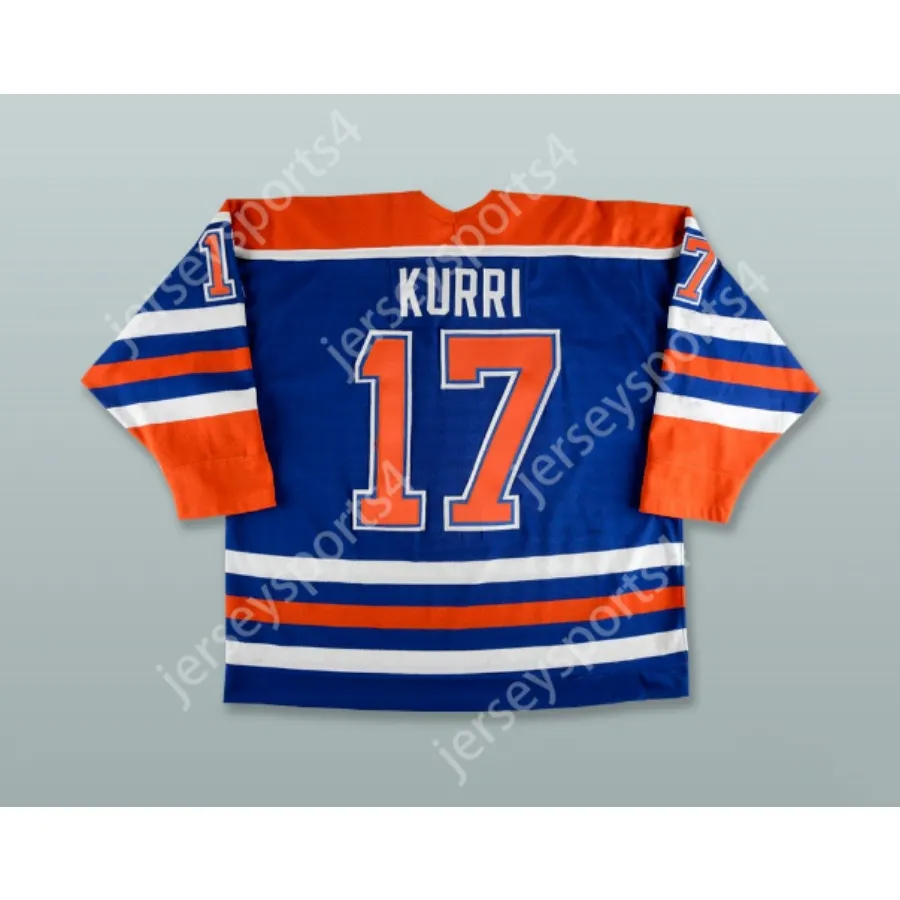 JARI KURRI 17 EDMONTON OILERS BLUE HOCKEY JERSEY Top Sewn Men s S 6XL