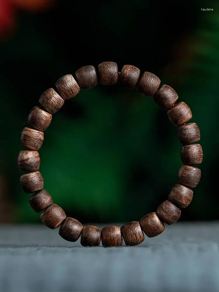 Halsband örhängen set hainan yingge green qi nan agarwood hand sträng skopa pärla naturlig trohet schack trumma trä armband 108 stycken