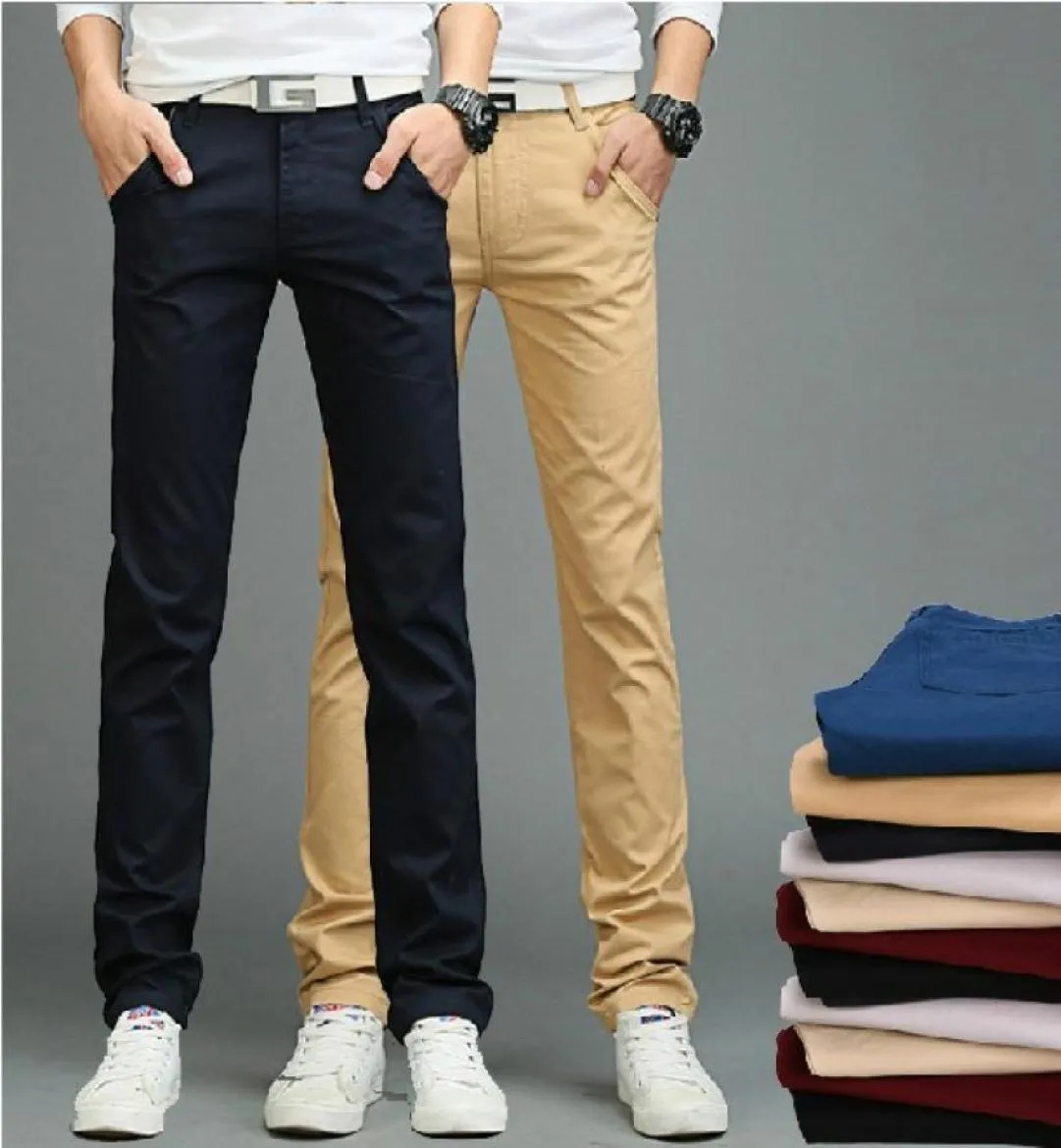 Toda nova chegada calças masculinas men039s fino ajuste calças casuais moda vestido reto calças magro suave comprimento total 2915162