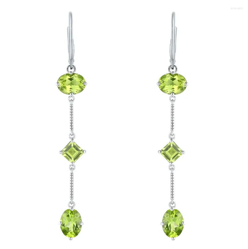 Dangle Oorbellen SEASKY Mode Handgemaakte Sieraden Meisje Natuurlijke Peridot Gem 925 Sterling Zilver Fijne Drop