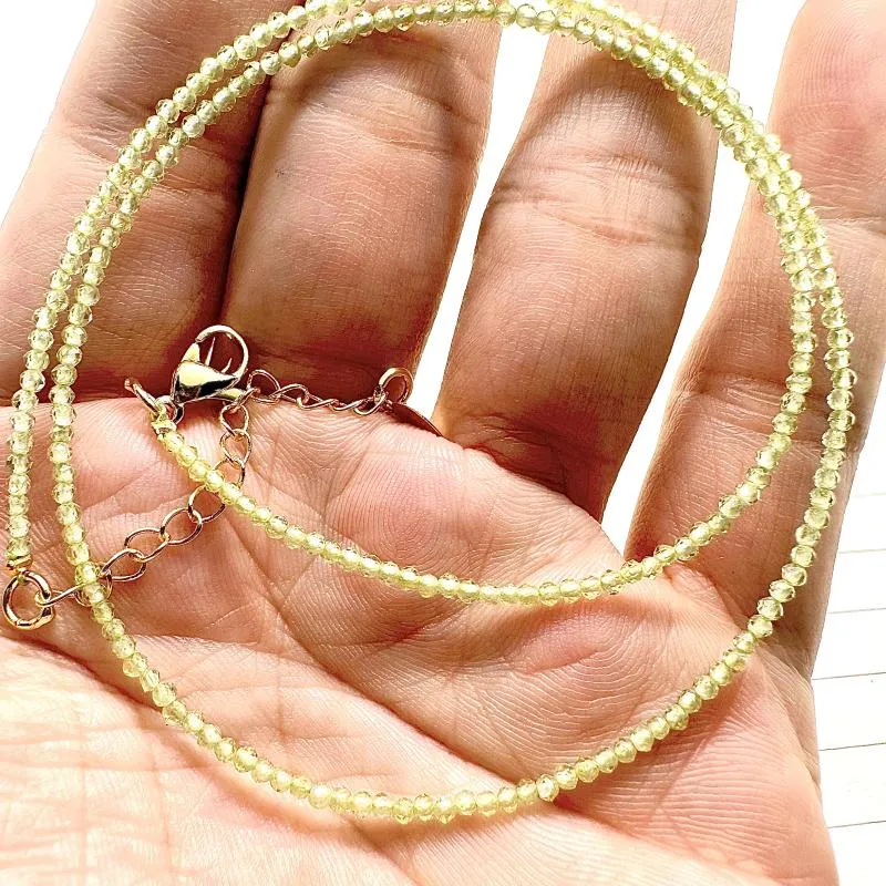 Chains Green Peridot Natural Stone Beads Necklace Crystal Summer Making Supplies Cute Jewelry 2MM Round Small Faceted Vintage Charm 5pc