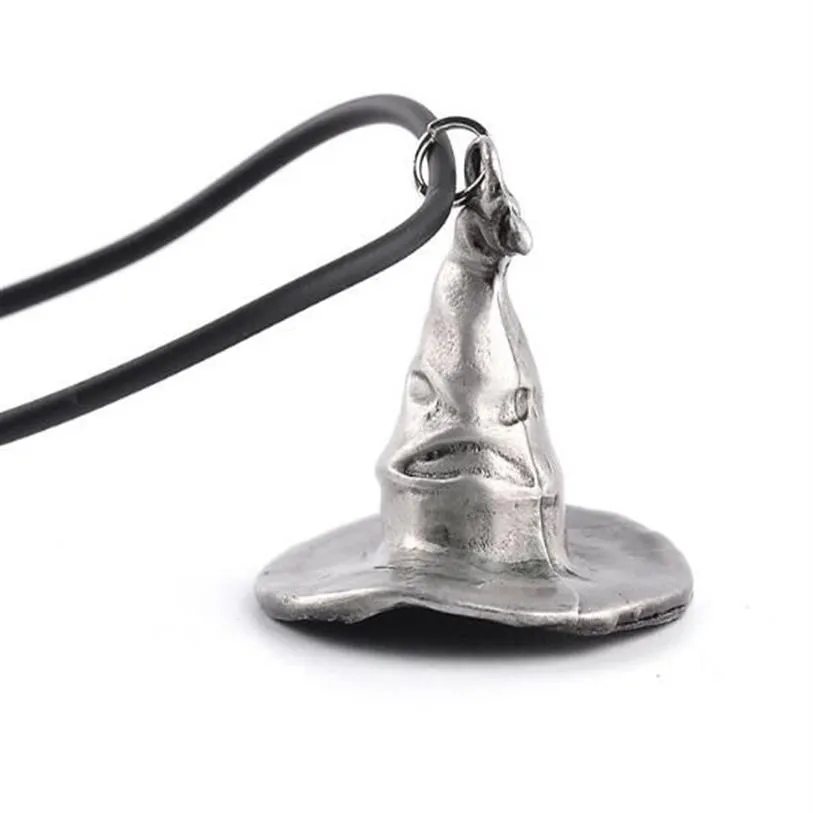 Classic Hogwarts School Magic Metal Cap Hat Pendant Necklaces Leather Chain To bring You A Magical experience Power Jewelry284p