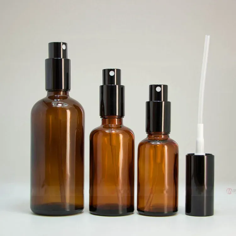 Groothandel Amber Glas Spray Parfumflesje Parfum Verstuiver Dikke Lege Make Cosmetica Container 5-100 ml LL
