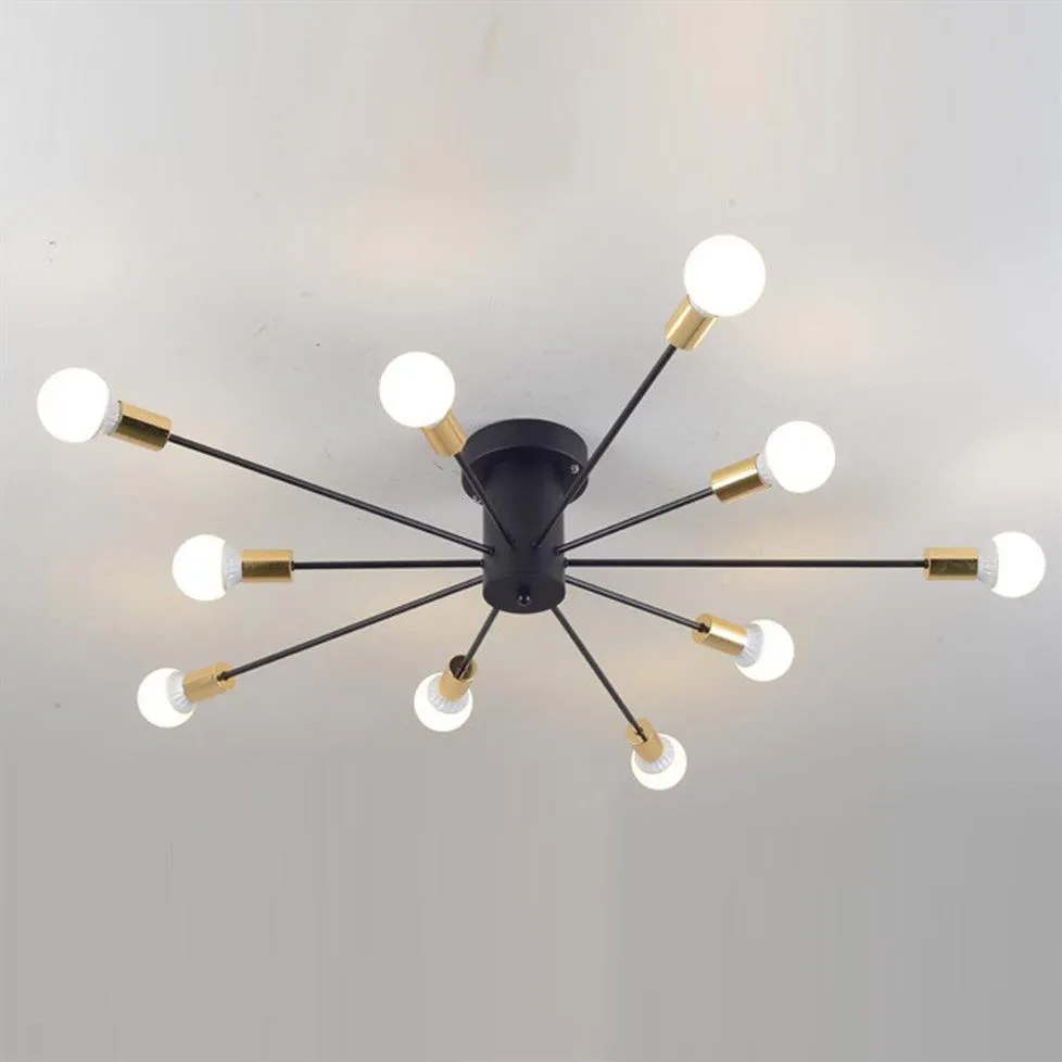 Creative Iron Spark Living Room Ceiling Lamp Bedroom Spider Ceiling Light Modern Nordic American Corridor Ceiling Light Fixtures287x