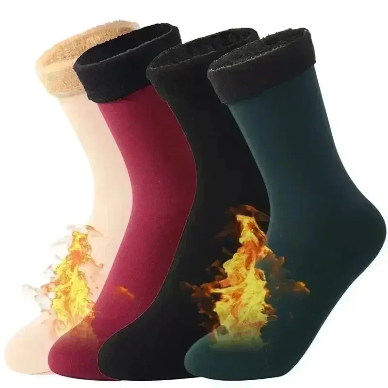 Mens Socks Thermal Socks Women Winter Warm Thicken Fleece Short