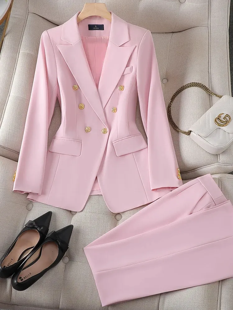 Womens Two Piece Pants In Women Pant Suit Set Pink White Red Elegant Formal  Ladies Jacket And Trouser Business Office Work Blazer Set 231215 From  Piao04, $61.42