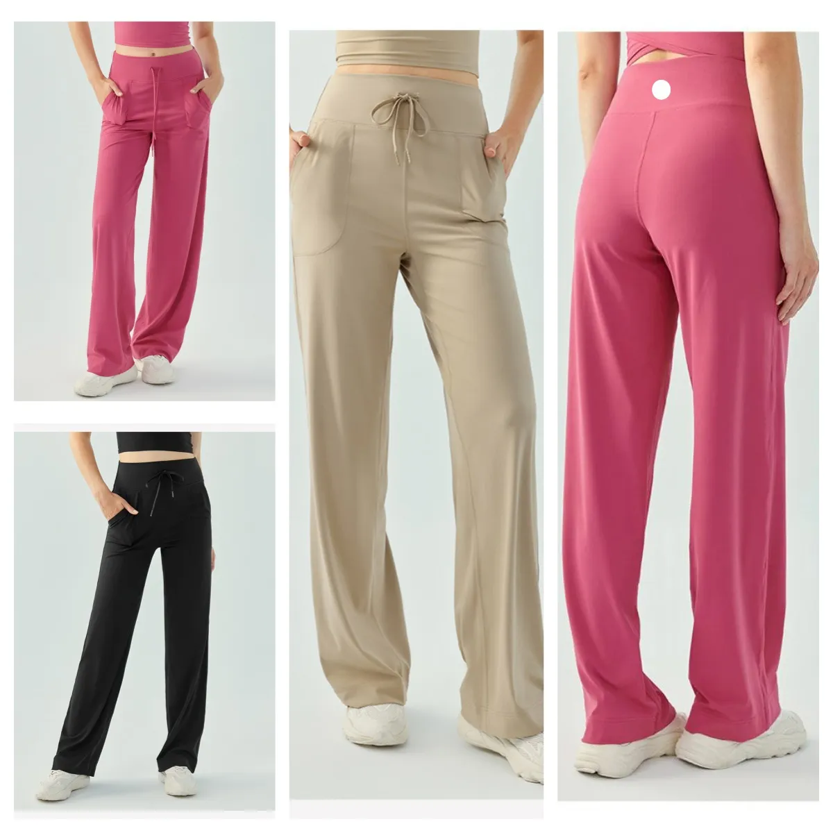 Lu Lu donna attillati Fiess Yoga pantaloni sportivi casual a gamba larga ampia con coulisse a vita alta