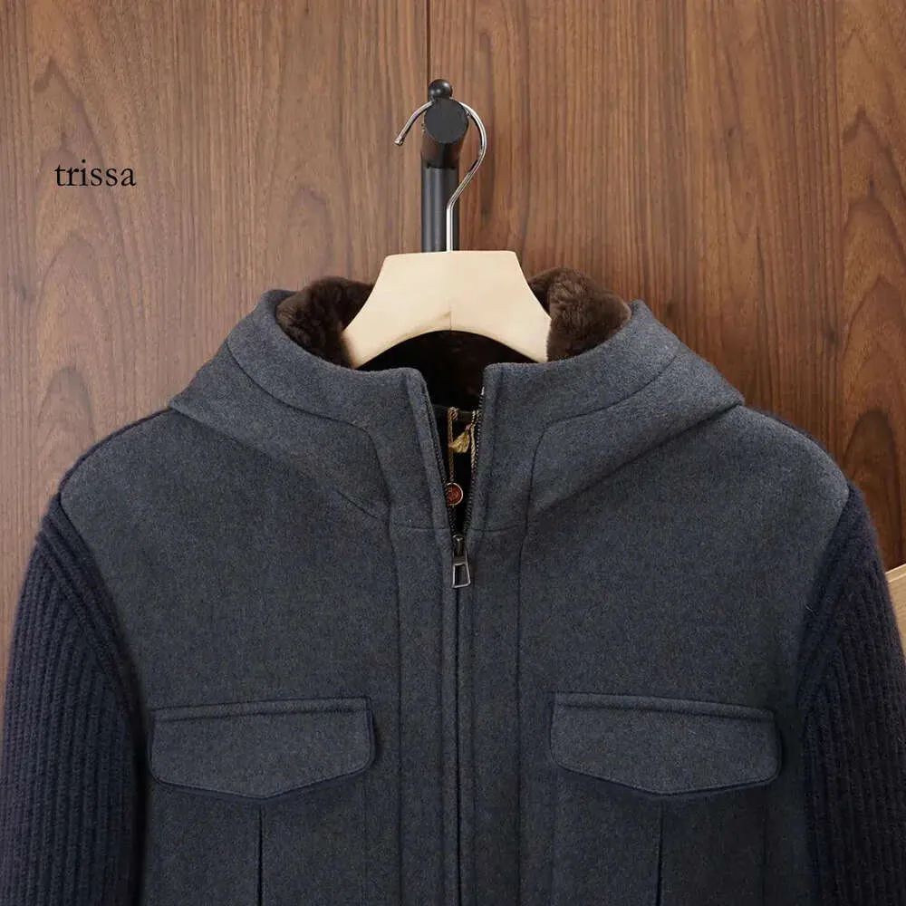 Mens Jackets Cashmere Long Sleeved Hooded Coat Black Casual Jacket Outwears