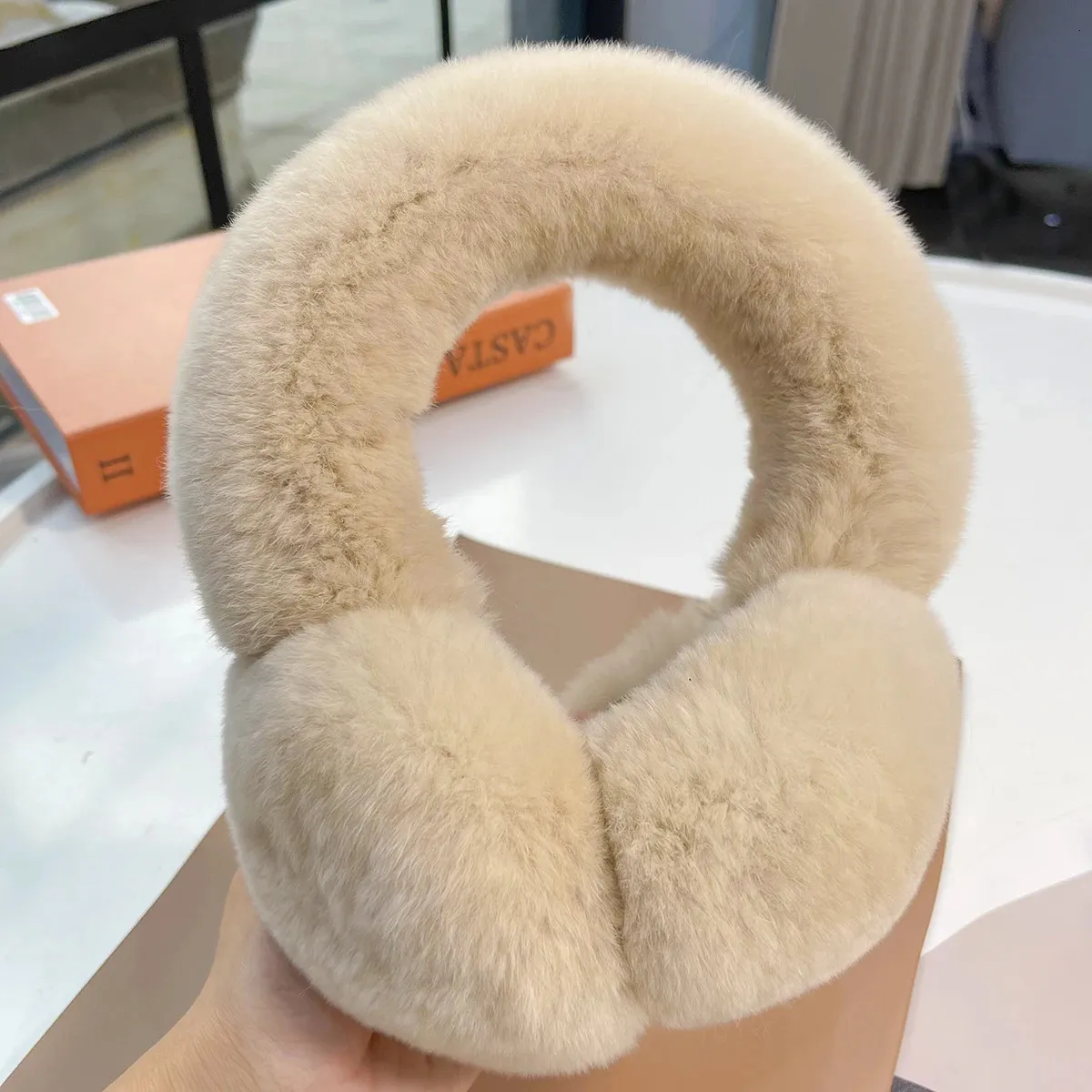 Ear Muffs Winter Warm Rex Rabbit Fur Earmuffs Ear Earflap Plush Earmuff for Girls Ladies Women Hairbands Rhinestone Ear Muffs Ear Warmer 231214