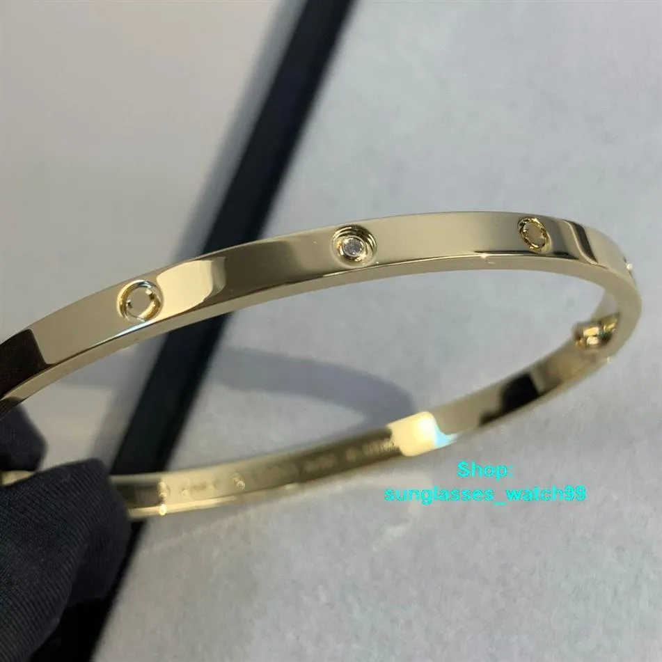 XIS diamonds Love bangle narrow version bracelet gold Au 750 18 K never fade 16-19 size with box official replica top quality luxu293v