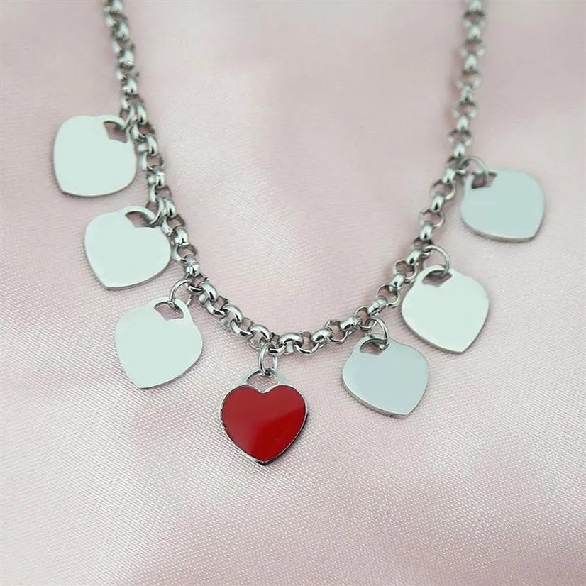 7 Hearts 10mm Necklace Women Seven Stainless Steel Couple Blue Green Pink Red Pendant Jewelry Christmas Gifts for Woman Accessorie247l