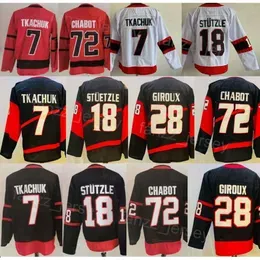 Reverse Retro Hockey 28 Claude Giroux Jerseys Man 7 Brady Tkachuk 72 Thomas Chabot 18 Tim Stutzle Stitched For Sport Fans Black Red White Team Pure Cotton Away Sale