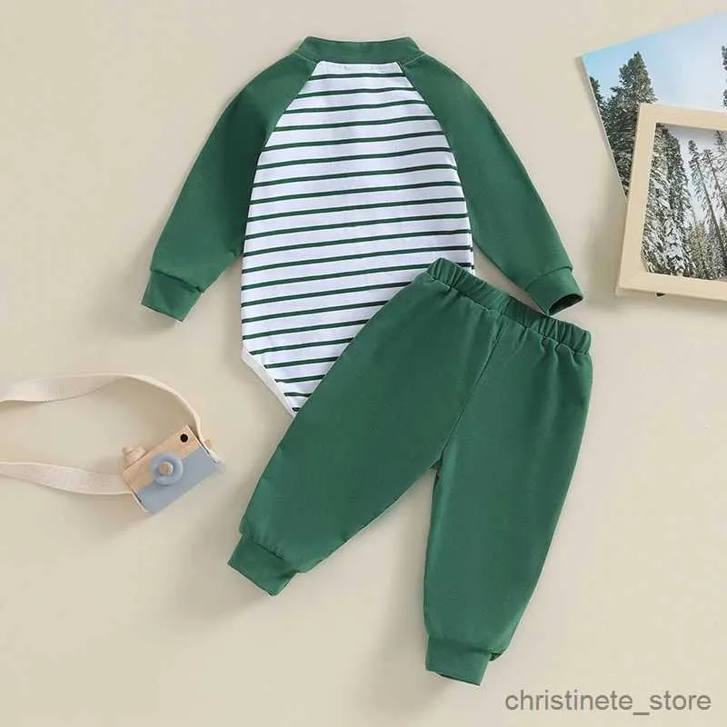 Ensembles de vêtements bébé garçons filles tenues d'automne à manches longues imprimé rayé barboteuse + pantalon ensemble vêtements pour bébés R231215