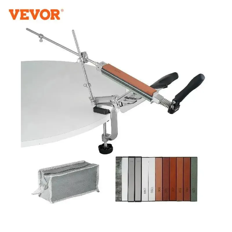 Sharpeners VEVOR Knife Sharpener Kit Professional Flip Fixed Angle Sharpening System with 12 Whetstones for All Knives 231215