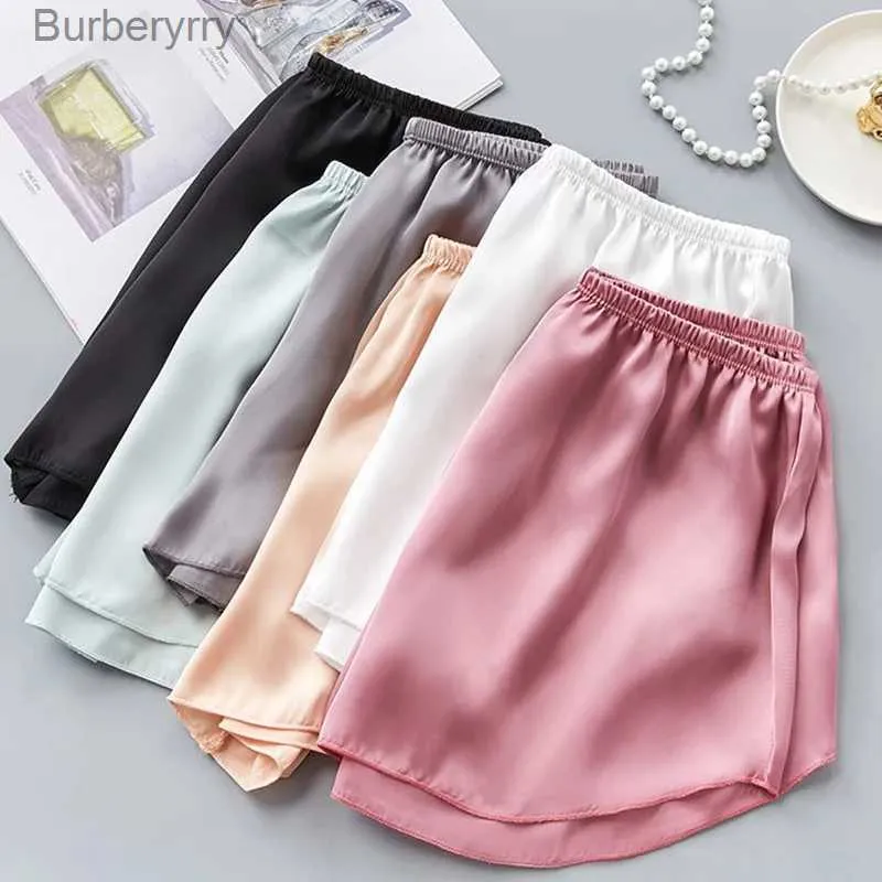 Pantalones cortos de mujer Pantalones cortos sedosos Ropa exterior de verano para mujer Corea Sexy Cool Pure Color Sleep Bot Pantalones cortos simples para dormir Pantalones cortos de pijama para mujer L231215