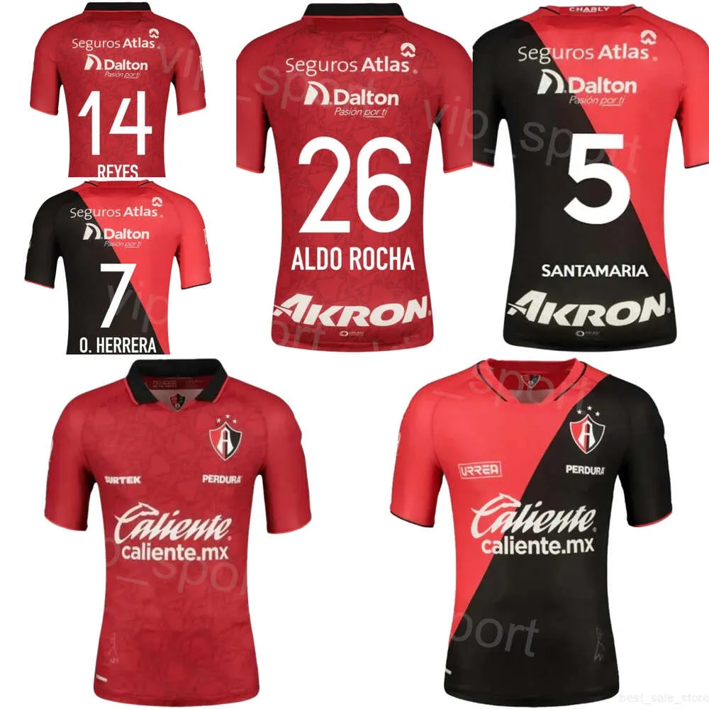 Clube 2023 2024 Atlas Soccer Jersey Mens 23 CAICEDO 30 AGUIRRE 20 ZAPATA 26 ROCHA 17 MARTINEZ 32 LOZANO 5 ZALDIVAR Personalizado para fãs do esporte Camisa de futebol Kits Uniforme