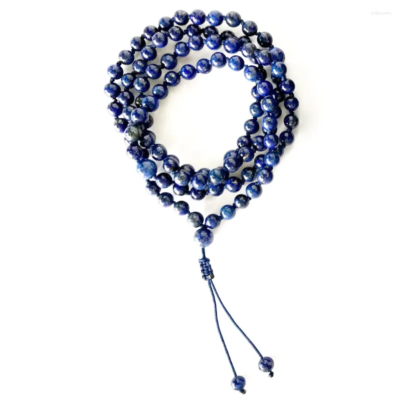 Strand mg1034 6 mm lapis lazuli ayarlanabilir el düğümlü bilezik meditasyon duası 108 mala boncuk yoga hediyesi