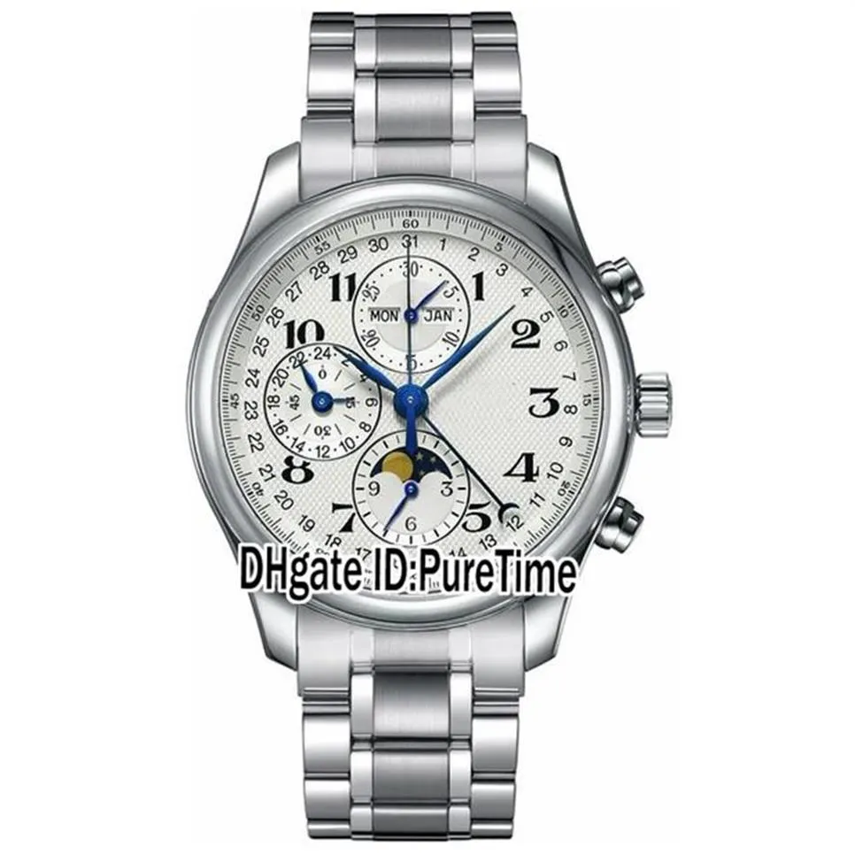 Nouvelle collection Master L2 773 4 78 6 Calendrier perpétuel automatique Phase de lune DayDate Montre pour homme Montres en acier inoxydable 163c3301m264S