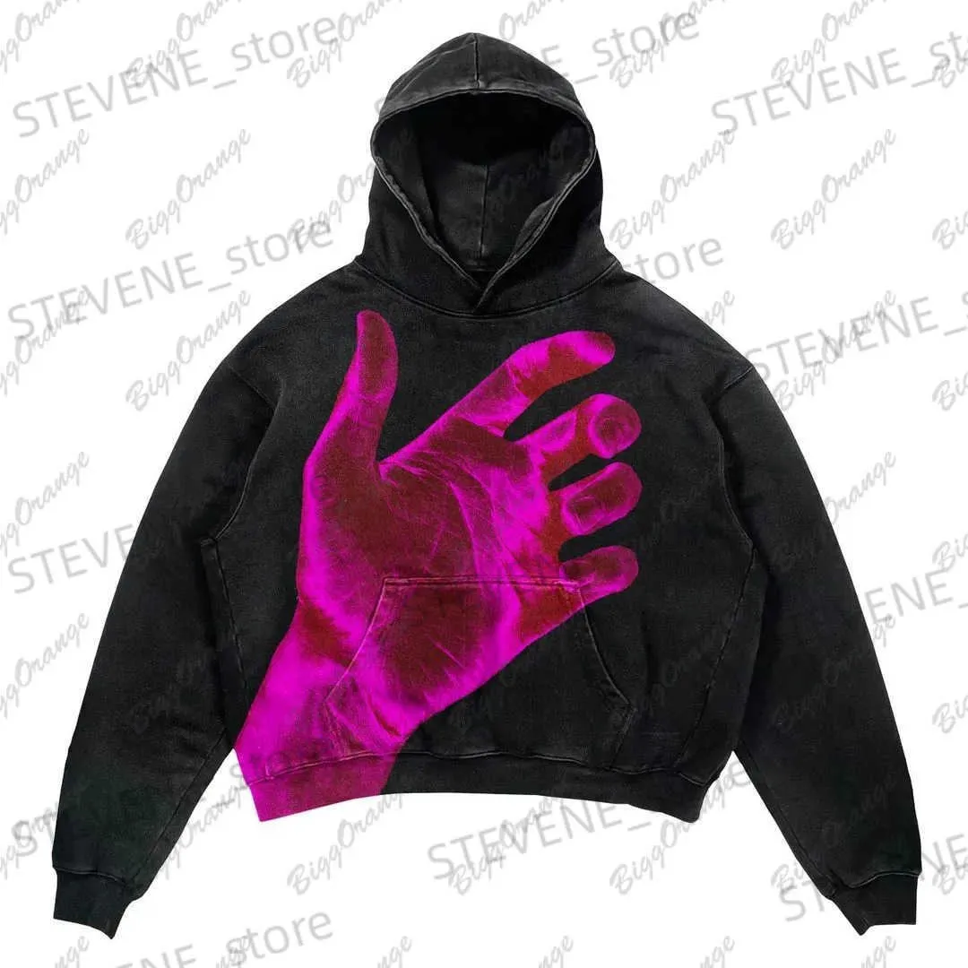 Erkek Hoodies Sweatshirts Amerikan hiphop Tanrı desen kazak y2k batı kıyı büyük boyutlu ceket cadde hip-hop hoodie kadın giyim harajuku t231215