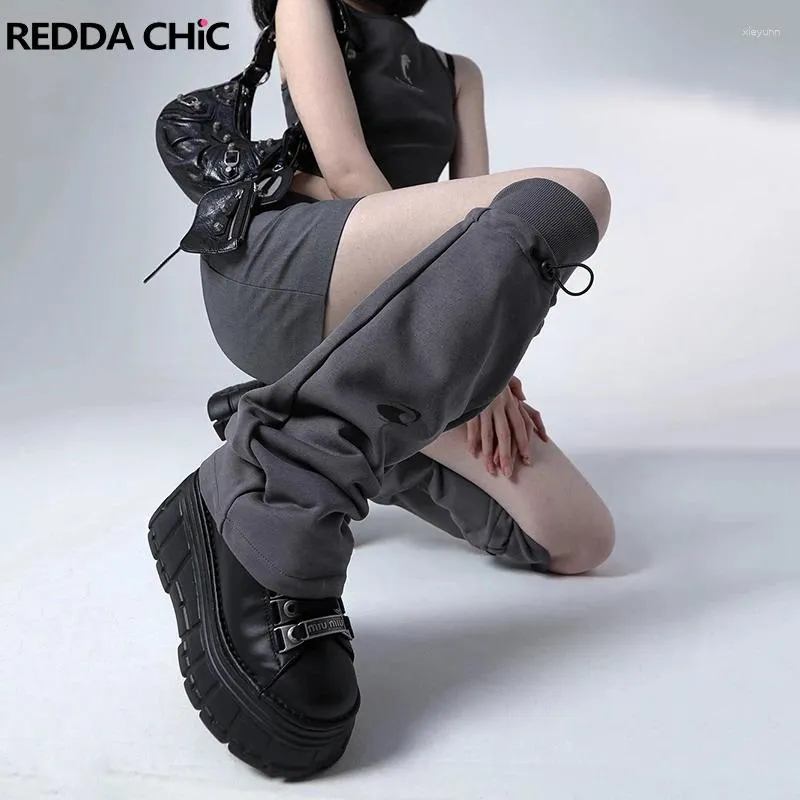 Damessokken REDDACHiC Trekkoord Katoen voor Basic Solid Laarzen Cover Knielange Footless Acubi Koreaanse Streetwear