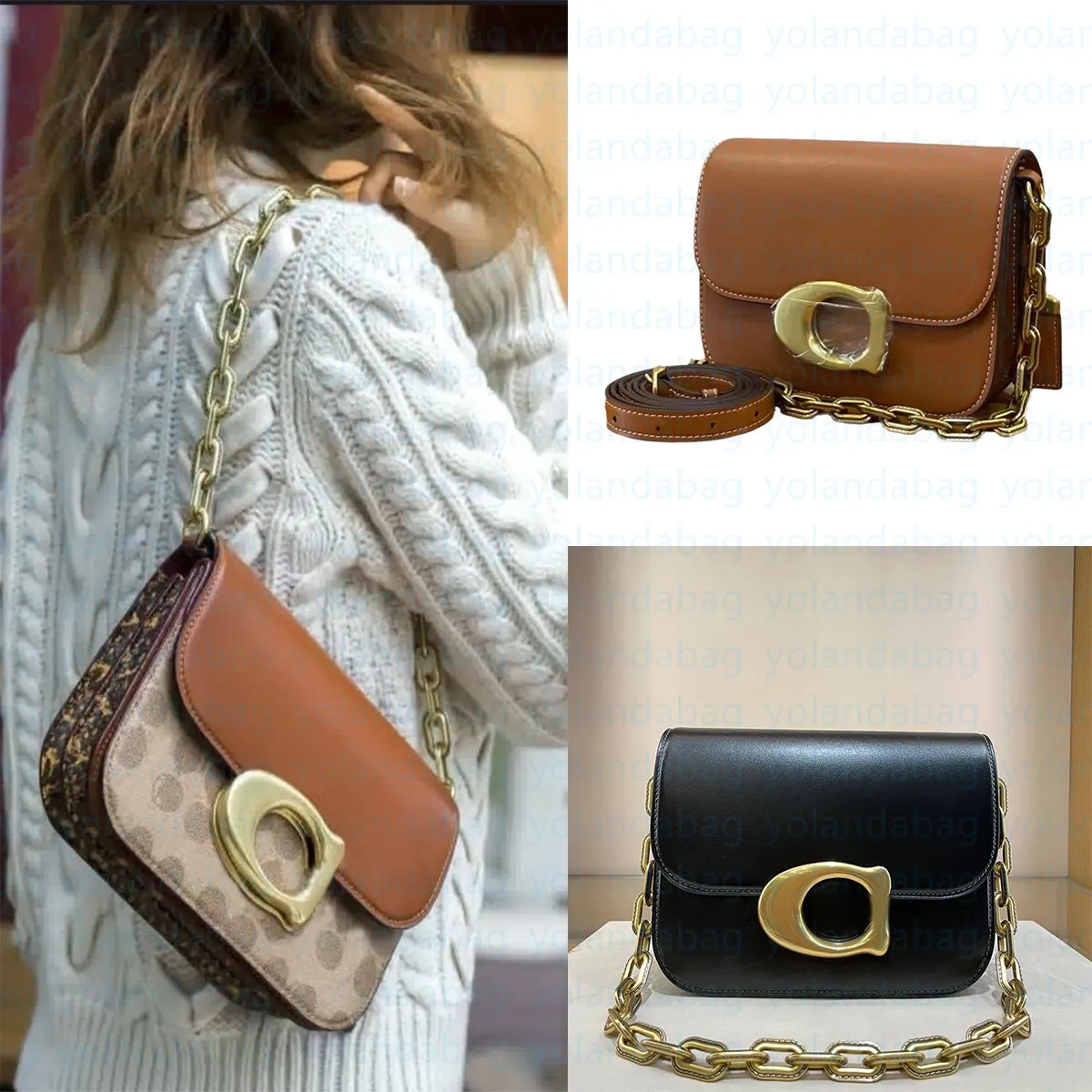 Tasarımcı Çantalar Tabby Bag Tote Çanta Crossbody Bags Lüks El Çantası Gerçek Deri Baget Vintage Zincir Omuz Çantası Ayna Kalitesi Kare Moda Satchel 21158