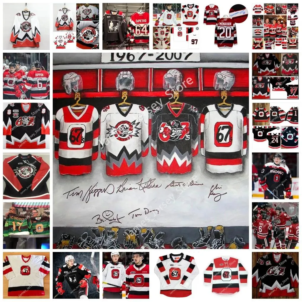 Custom OHL Ottawa 67's Stitched Hockey Jersey 16 Tyler Toffoli 83 Matt Foy 30 Danny Battochio 23 Marco Rossi 84 Corey Locke 9 Austen Keating