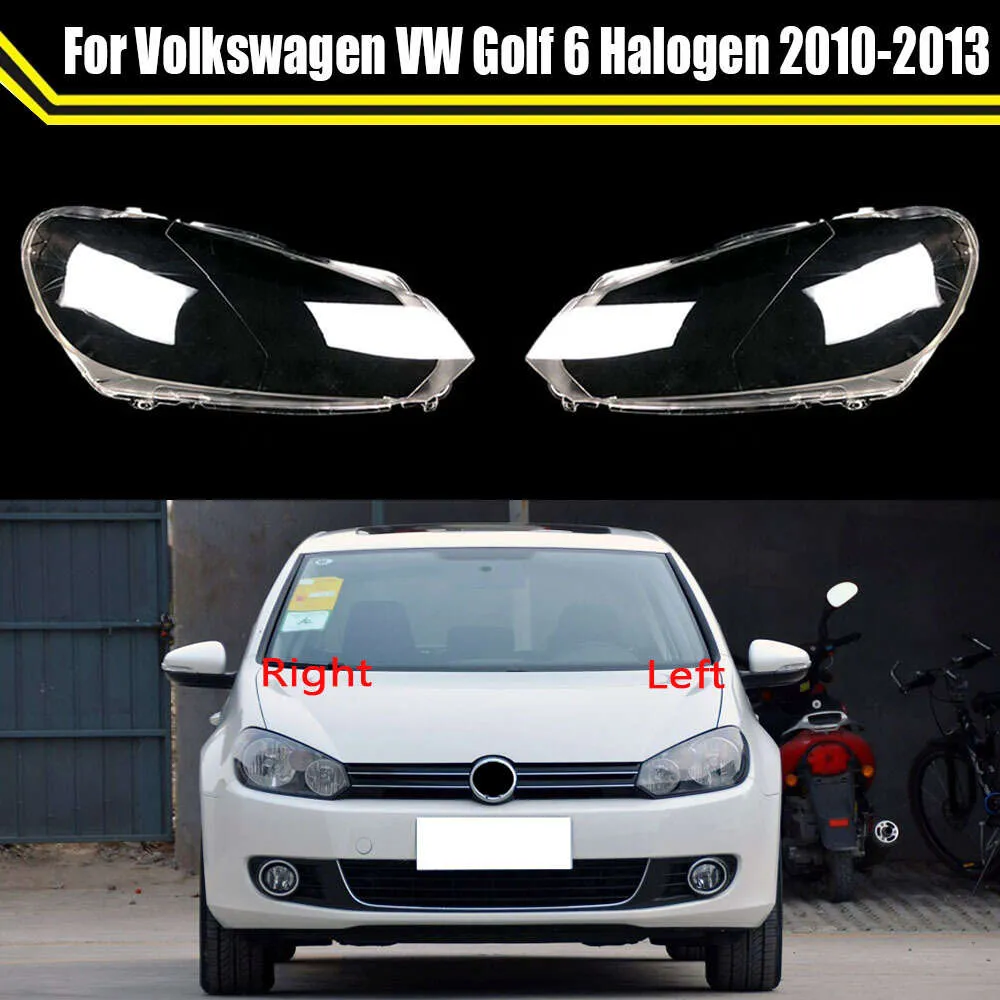 Couvercle de phare avant halogène pour VW Golf 6, 2010, 2011, 2012, 2013, coque, masque, abat-jour, lentille en verre