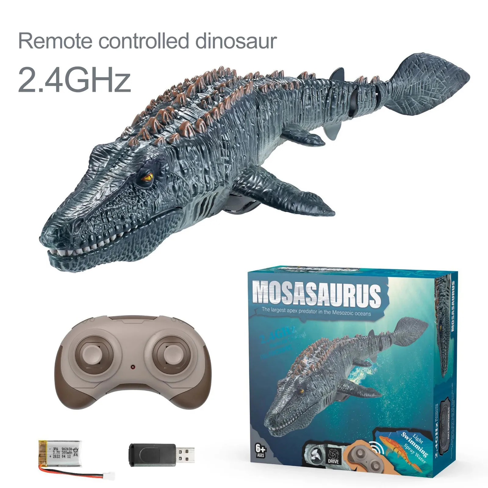 Electric RC Car Boy Electric Remote Control Toy Simulation Dinosaur Water Toys Canglong Swim Spray Swinging Underwater for Kids Gift 231215