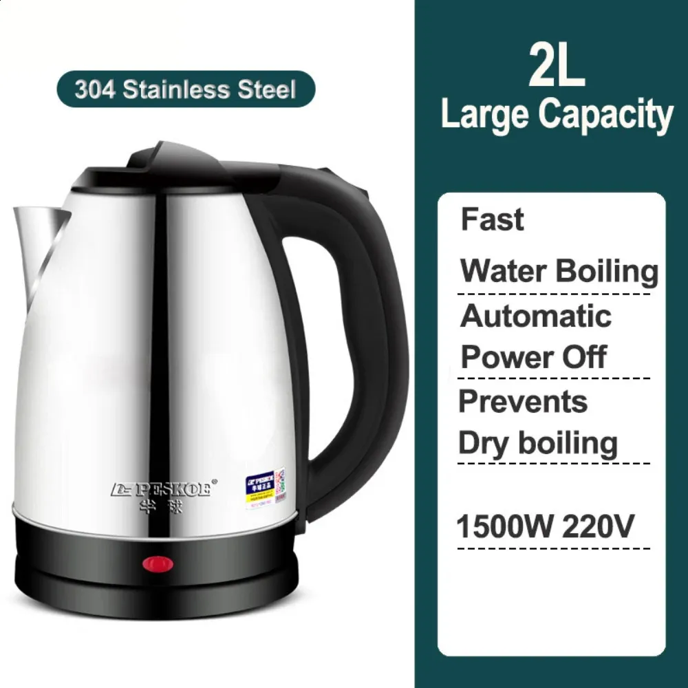 Cafetières Pots à expresso électriques 2L 304 cafetière en acier inoxydable mise hors tension automatique bouilloire 220V ébullition rapide maison Machine à café italienne 231214