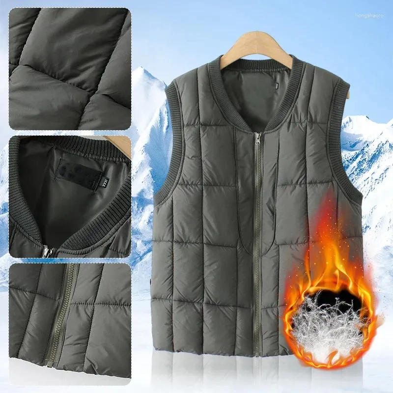 Men's Vests Plus Size Fashion Mens Jacket Sleeveless Vest Autumn Winter Thermal Soft Casual Coat Cotton Dad Men Thicken Waistcoat