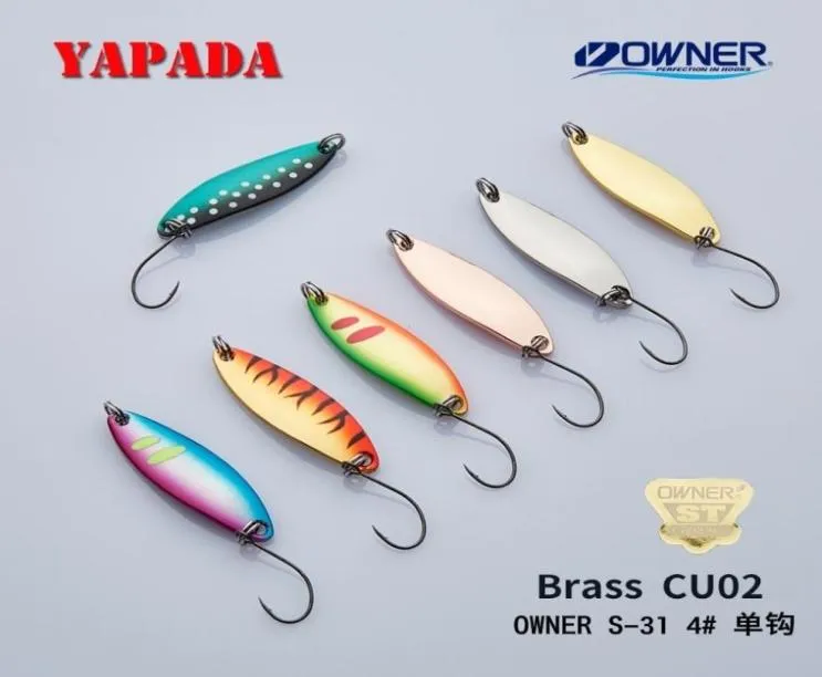 Yapada Brass Spoon Cu02 43G53G7G 43X13MMオーナーシングルフックマルチカラーメタルスプーンストリーム釣りルーサートラウトT1910167960577