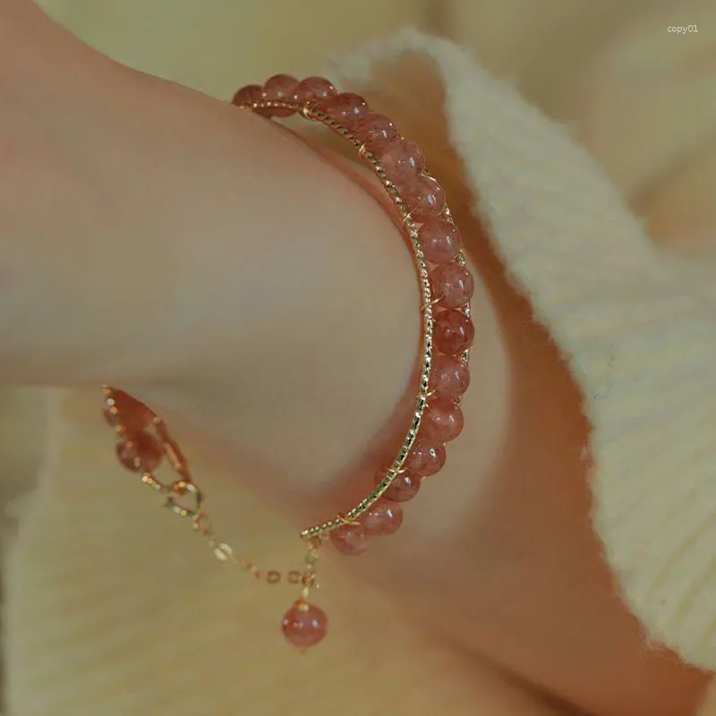 Pendentif Colliers Doux Fraise Cristal Bracelet Chaîne Cadeau D'anniversaire Pour Petite Amie Ornement À La Main