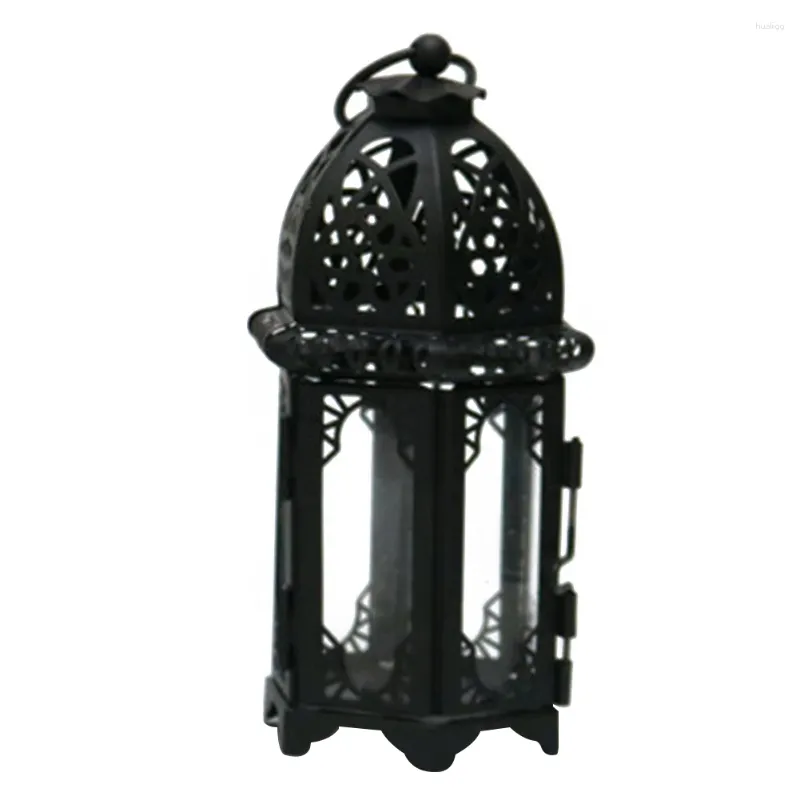 Ljusstakar Easy InstallSpace Saving Iron Glass Home Gift Marockan Style Decoration Vintage Lantern Lamp Holder Lightweight
