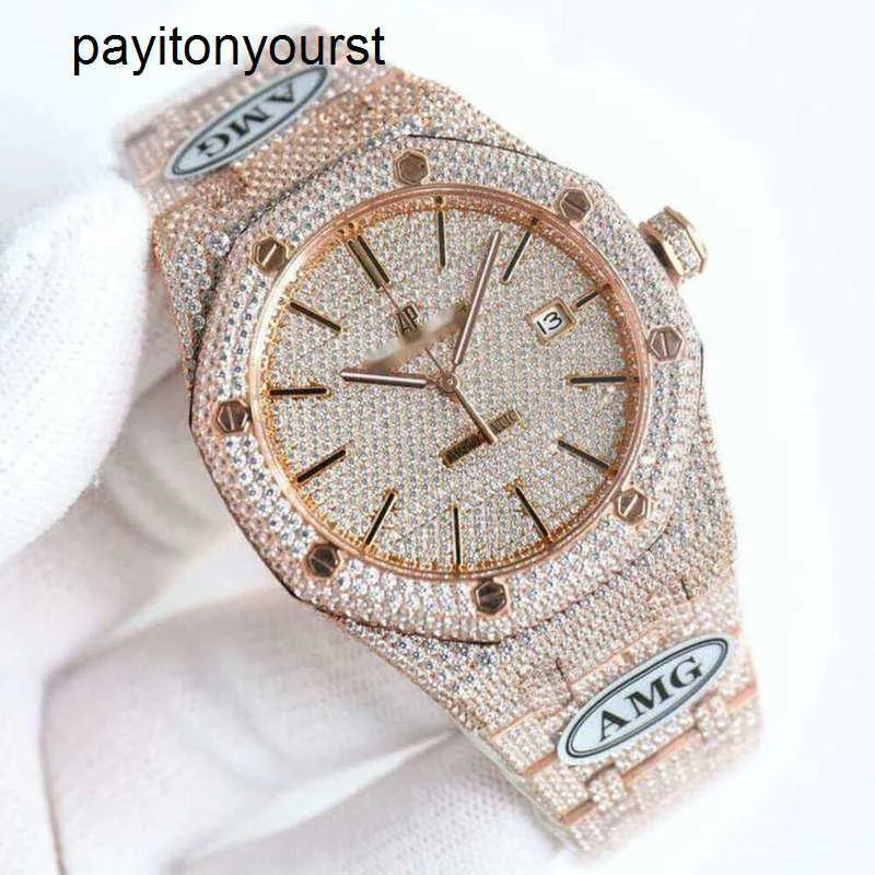 Audemar Pigue Watch AP Diamond Watches Drogie pełne diamentowe mężczyzn Zegarek AP Menwatch Auto Rwenewatch 3gr2 Wysokiej jakości ruch mechaniczny Piglet Uhr Bust w dół Montr