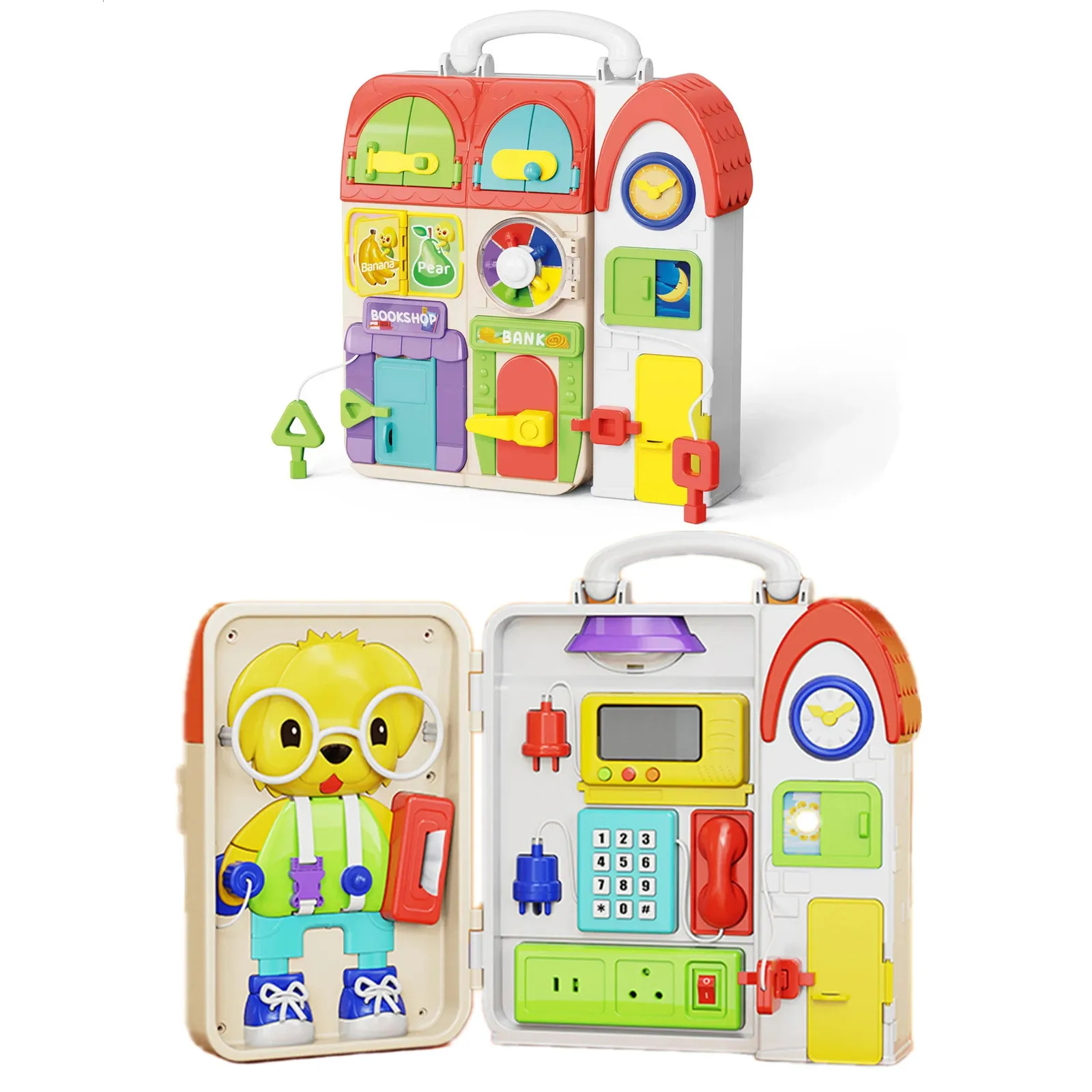 Волчок Baby Busy Board Активная игрушка со звуками Огни Игровой стол Притворись Бытовая техника Игрушки Дети Раннее развитие Обучение 231215