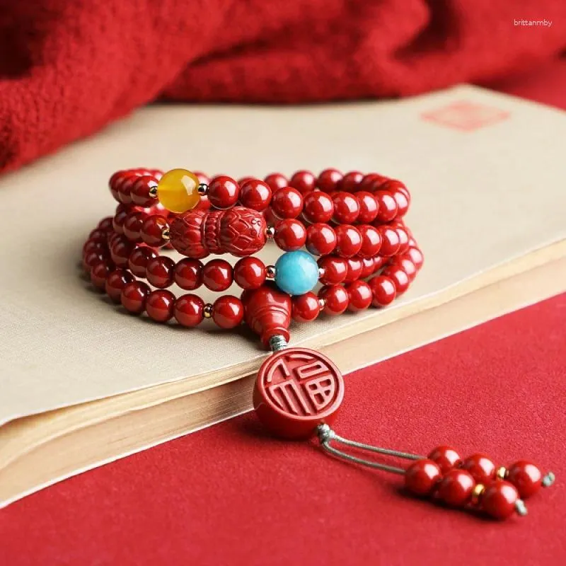 Strand High Throw Content Emperor Sandstone 108 Buddha Beads Multi-Circle Armband Halsband