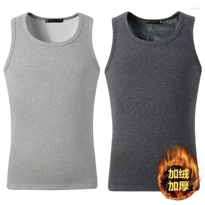 Men's Vests 2 Pc Autumn Winter Fleece Mens Vest Slim Casual Warm Thick Solid Color Underwear Sleeveless Waistcoat Loose