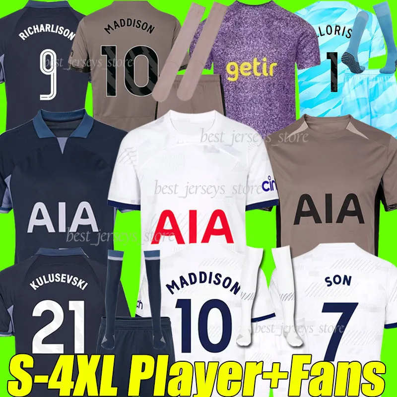 4xl 23/24 Son Maddison Richarlison piłka nożna E. Royal Pedro Porro Kulausevski Perisic Hojbjerg Lloris 2023 2024 Romero Bentancur Football Shirt Men Kids Kits Sock