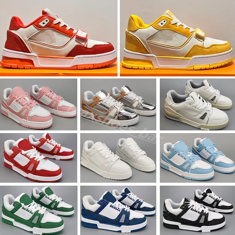 2024 Designer Casual Shoes Men Sneakers Rubber Platform Trainers Genuine Leather Sneaker Multicolor Lace-up Skate Shoes Fashion Running Shoe Size 36-45 M15