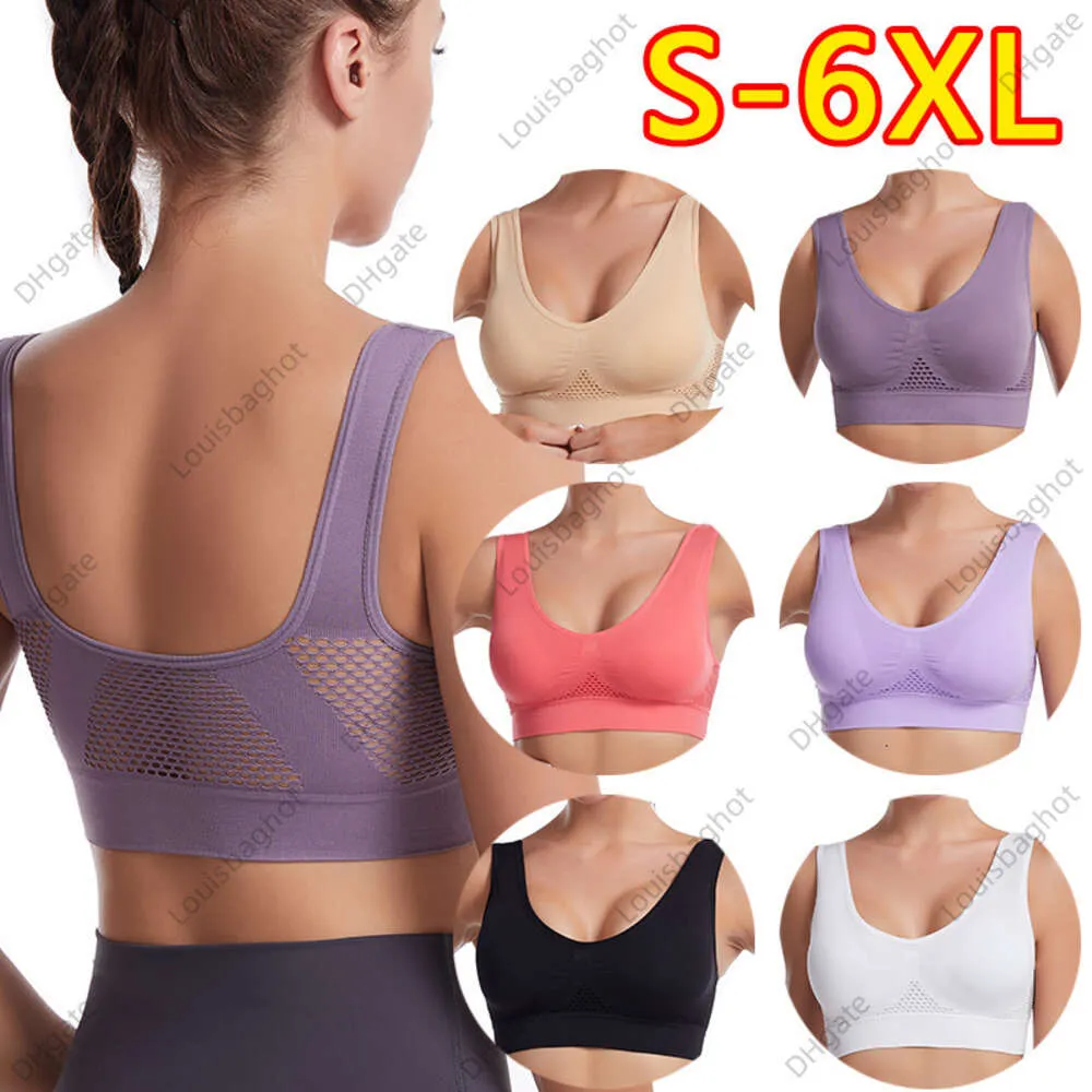 S-6XL large size mesh without steel ring sports bra ladies yoga