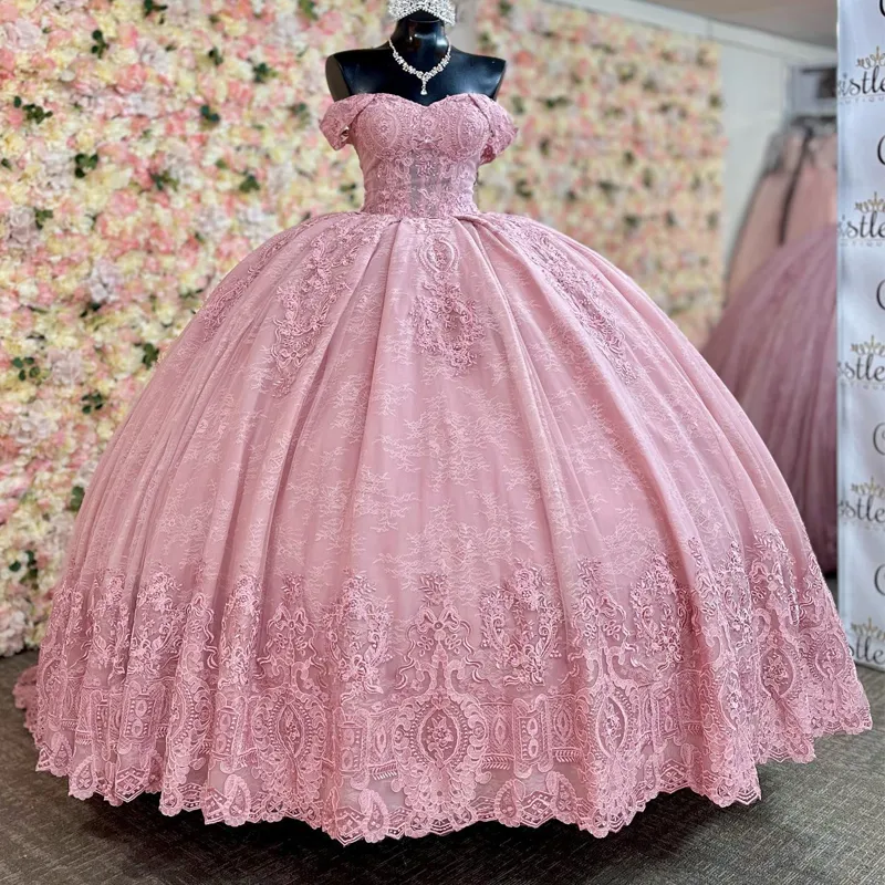 Różowy ukochana księżniczka suknia balowa koronka Tull quinceanera sukienki Słodka 15 16 urodzin sukienka na imprezę szatą de piłkę